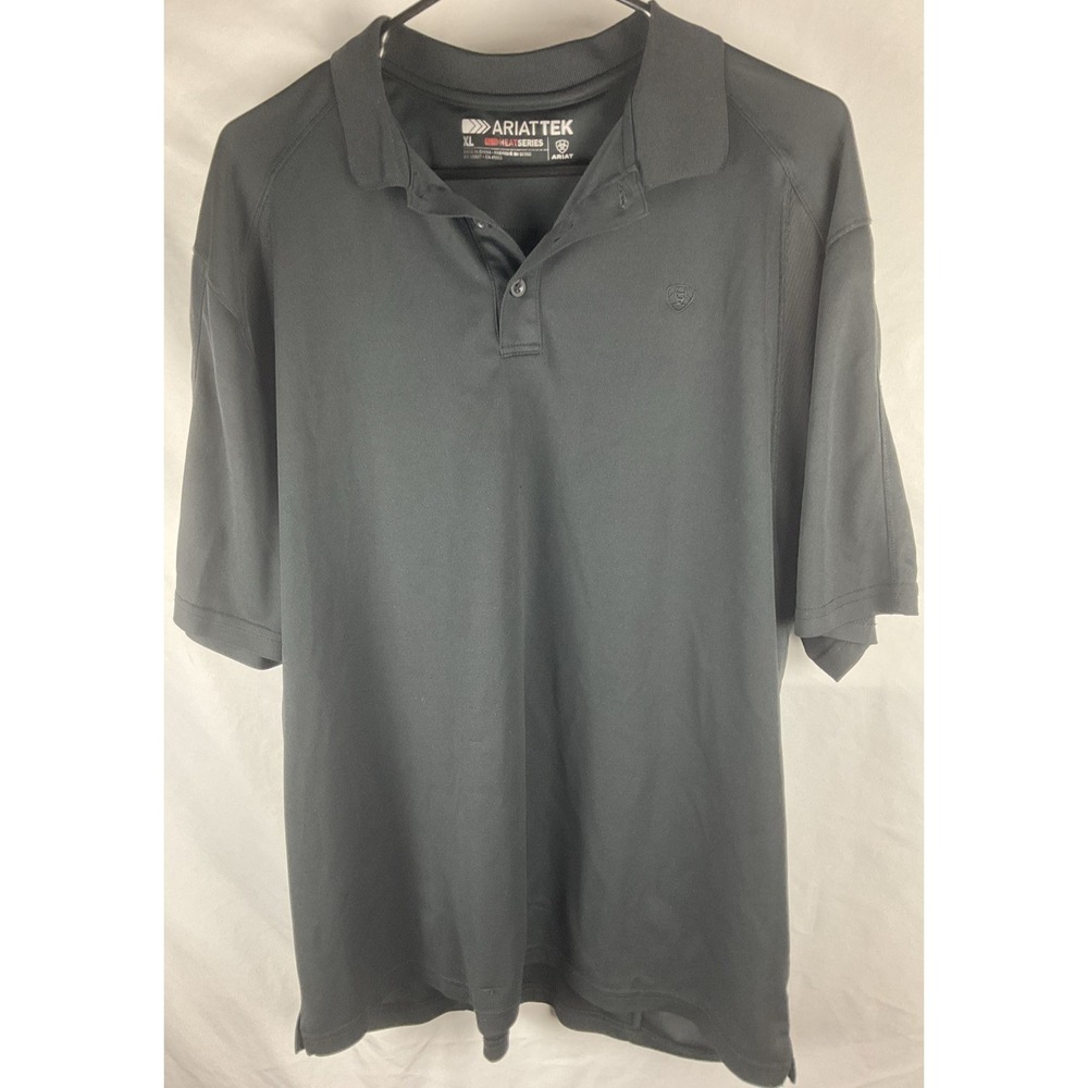 Ariat‎ Mens XL Black AriatTEK Heat Series Performance Golf Polo Moisture Wicking